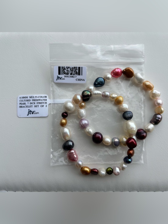 JTV Jewelry - NWT MULTI-Color Cultured Freshwater Pearl Stretch stack Bracelet Set  | Set of 2